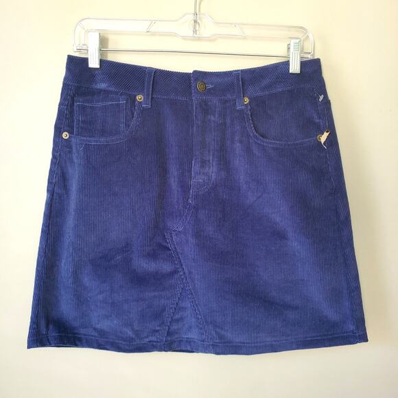 Frye Heritage Corduroy Dark Blue Mini Skirt 6 Cowgirl Country Boho Casual NEW - Picture 2 of 13